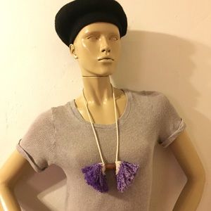 Handmade Fiber Art Necklace, Copper + Grape
